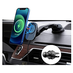 Chrono Suporte magnético para carregador de carro sem fio, suporte para carro de carregamento rápido sem fio de 15 W com ventosa e ventilação de ar Compatível SOMENTE com iPhone13 12 Pro Max Mini (preto)