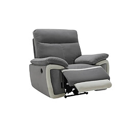 Acheter Vente-Unique Fauteuil relax électrique en velours METTI - Gris et bandes écru