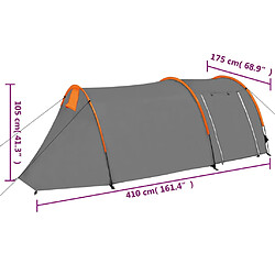 vidaXL Tente de camping pour 4 personnes gris et orange pas cher