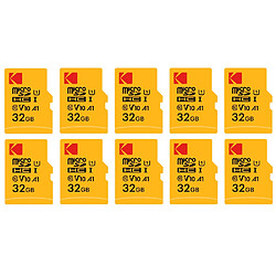 Pack de 10 KODAK Micro SDXC 32GB Premium : Vitesse et Fiabilité pour un Stockage Exceptionnel - Noir