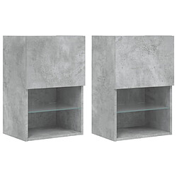 vidaXL Meubles TV avec lumières LED 2 pcs gris béton 40,5x30x60 cm