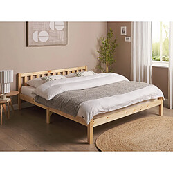 Beliani Lit double en bois de pin clair 160 x 200 cm FLORAC