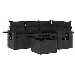 Maison Chic Salon de jardin 5 pcs avec coussins | Ensemble de Table et chaises | Mobilier d'Extérieur noir résine tressée -GKD73483