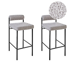 Beliani Lot de 2 chaises de bar AMAYA Bouclé Gris