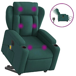 vidaXL Fauteuil inclinable de massage électrique Vert foncé Tissu