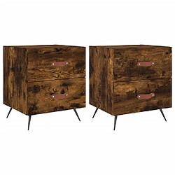 Maison Chic Lot de 2 Tables de chevet - Tables de Nuit chêne fumé 40x35x47,5cm bois d’ingénierie