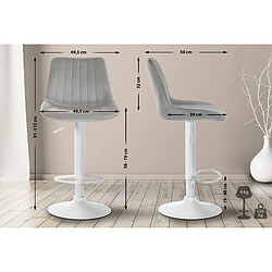 Non Lot de 2 tabourets de bar Toni velours blanc