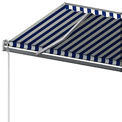 Maison Chic Auvent manuel rétractable,Store manuel de porte sur pied 600x300 cm Bleu/Blanc -GKD98027 pas cher