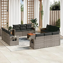 Maison Chic Salon de jardin avec coussins 13 pcs, Ensemble Tables et chaises de jardin, gris résine tressée -GKD845946