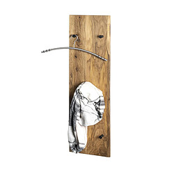 Avis Pegane Garderobe murale, Patère murale en bois coloris chêne huilé et métal noir - longueur 30 x profondeur 6 x hauteur 100 cm