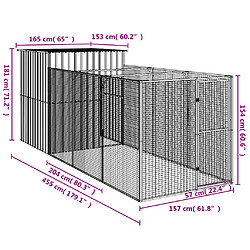 vidaXL Niche pour chien avec cour anthracite 165x455x181 cm pas cher