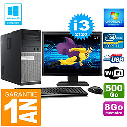 PC Tour DELL 7010 Core I3-2120 Ram 8Go Disque 500 Go Wifi W7 Ecran 27" - Occasion