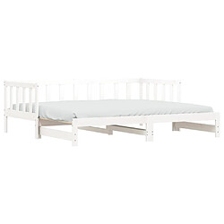 Maison Chic Lit de jour avec lit gigogne et matelas, Lit de repos Lit d'invité pour Salon Chambre,Canapé-lit blanc 90x200 cm bois de pin massif -MN15406