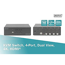 DIGITUS KVM Switch 4-Port 4K30Hz 2xHDMI 2xUSBA 2x3,5mKlinke