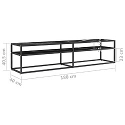 vidaXL Meuble TV marbre noir 180x40x40,5 cm verre trempé pas cher