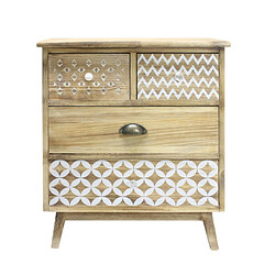 Mobili Rebecca Commode 4 Tiroirs En Bois Clair Shabby Boho Pour La Cuisine L'entrée