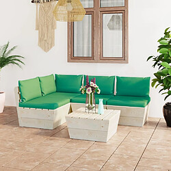 Maison Chic Salon de jardin palette 5 pcs avec coussins - Table et chaises d'extérieur - Mobilier/Meubles de jardin Moderne épicéa imprégné -MN56099