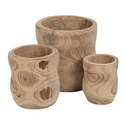 BigBuy Garden Set de pots de fleurs Naturel Bois de paulownia 44 x 44 x 46 cm (3 Unités)