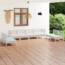 vidaXL Salon de jardin 8 pcs Blanc Bois de pin massif