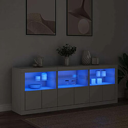 Avis Maison Chic Commode Buffet - Meuble de rangement avec lumières LED blanc 181,5x37x67 cm -GKD19514