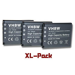 vhbw 3x Batteries remplacement pour Casio NP-110 pour appareil photo, reflex numérique (750mAh, 3,6V, Li-ion)