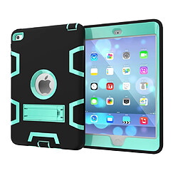 Wewoo Coque antichoc en silicone de couleur contrastée + PC pour iPad mini 5 / mini 4 avec support noir + vert menthe