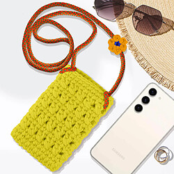 Acheter Avizar Sac Bandoulière pour Smartphone Tricoté Main Motif Fleur Série FlowerWeave Jaune