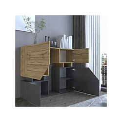 Avis palozi home Buffet Haut Ceelias -120 x 35 x 100 cm - Gris/Marron