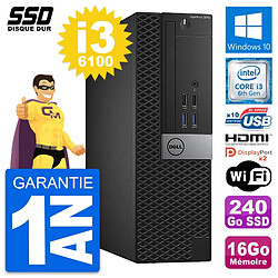 PC Dell OptiPlex 5040 SFF Intel i3-6100 RAM 16Go SSD 240Go HDMI Windows 10 Wifi - Occasion