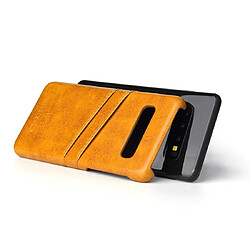 Acheter Wewoo Coque Rigide Etui en cuir Fierre Shann Retro Oil cire PU pour Galaxy S10 avec fentes cartes Jaune