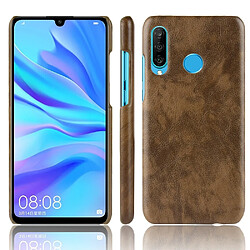 Wewoo Coque PC + PU antichoc Litchi Texture pour Huawei P Smart + 2019 Marron