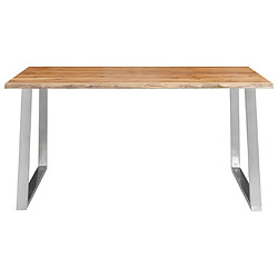 vidaXL Table à manger 160x80x75 cm Bois d'acacia et acier inoxydable