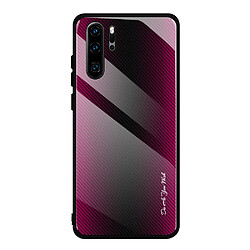 Wewoo Coque Pour Huawei P30 Pro Texture Gradient Glass Protective Glass Case Rose Red