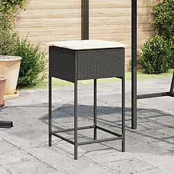 vidaXL Tabourets de bar jardin coussins lot de 2 noir résine tressée