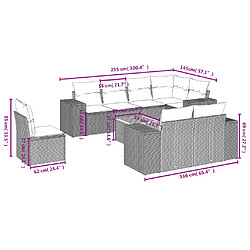 Avis Maison Chic Ensemble Tables et chaises d'extérieur 9 pcs avec coussins,Salon de jardin gris résine tressée -GKD564843