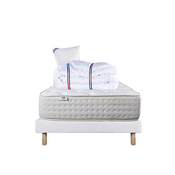 LUXURY LITERIE Ensemble matelas Purlux 90x190 cm + sommier blanc ep 13cm + oreiller + couette