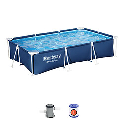 Piscine Démontable Rectangulaire Bestway Steel Pro 300x201x66 cm avec Revêtement en DuraPlus et Pompe de Filtration Épurateur à Cartouche de 1.249 L/h