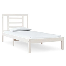 Maison Chic Lit adulte - Lit simple Cadre de lit,Structure du lit Contemporain Blanc Bois de pin massif 90x200 cm -MN38118