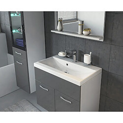 Acheter Auco Meuble de salle de bain Rio LED 60 cm lavabo Gris brillant - Armoire de rangement Meuble lavabo