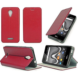 Etui Wiko Jerry 2 rouge luxe Ultra Slim Style Cuir avec stand - Housse Folio Flip Cover coque de protection Wiko Jerry2 smartphone 2017 / 2018 - Accessoires pochette XEPTIO case