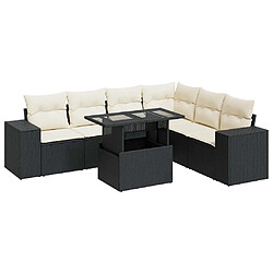 vidaXL Salon de jardin 7 pcs avec coussins noir résine tressée