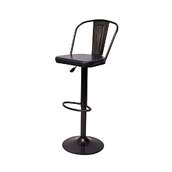 Mendler 2x Tabouret de bar HWC-H10a, réglable en hauteur, pivotant, design industriel ~ vintage noir-gris