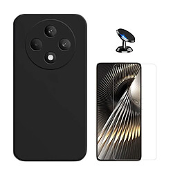 Kit Verre Trempé Clearglass + Housse Silicone Liquide + Support Voiture Magnétique Phonecare Compatible avec Oppo Reno12 F 4G - Noir