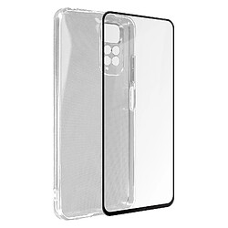 Avizar Coque Xiaomi Redmi Note 11 et Note 11s Souple Film Verre Trempé 9H noir