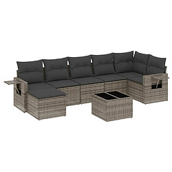 vidaXL Salon de jardin 8 pcs avec coussins gris résine tressée