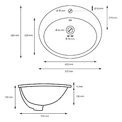 Acheter ML DESIGN MODERN LIVING Lavabo ovale 57x195x485 cm blanc en céramique ML-Design