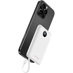 SANAG Batterie Externe Portable 10000Mah, Power Bank Charge Rapide Pd 22.5W Avec 2 Câbles Intégrés & Usb C Sortie, Ultra Mince Légère Portable Chargeur, Universel Compatible Iphone/Samsung, Blanc