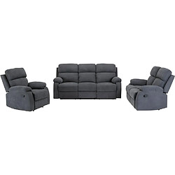 Vente-Unique Canapés 3 places 2 places et un fauteuil relax en tissu TOLZANO - Anthracite