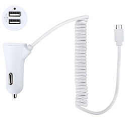 Wewoo Chargeur voiture blanc pour Galaxy, Sony, Lenovo, HTC, Huawei, et autres Smartphones 3.1A Dual Ports Android de intelligente filaire,