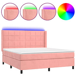 vidaXL Sommier à lattes de lit matelas et LED Rose 160x200 cm Velours